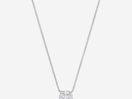 Round Illusion Diamond Pendant Necklace on Sale