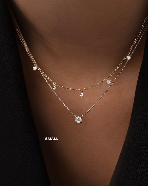 Round Illusion Diamond Pendant Necklace on Sale