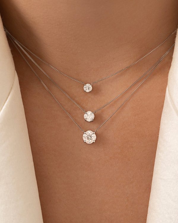 Round Illusion Diamond Pendant Necklace on Sale