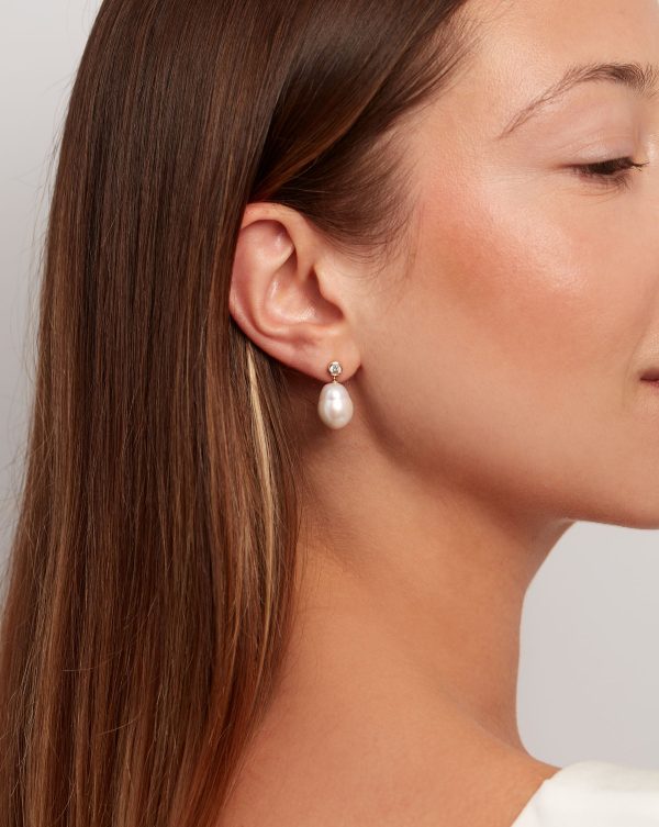 Organic Pearl + Diamond Earrings Online