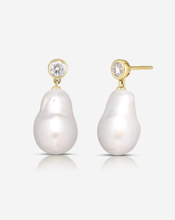 Organic Pearl + Diamond Earrings Online